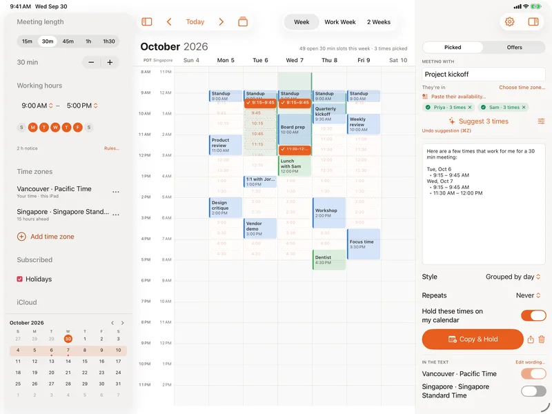CalScout on iPad, group scheduling